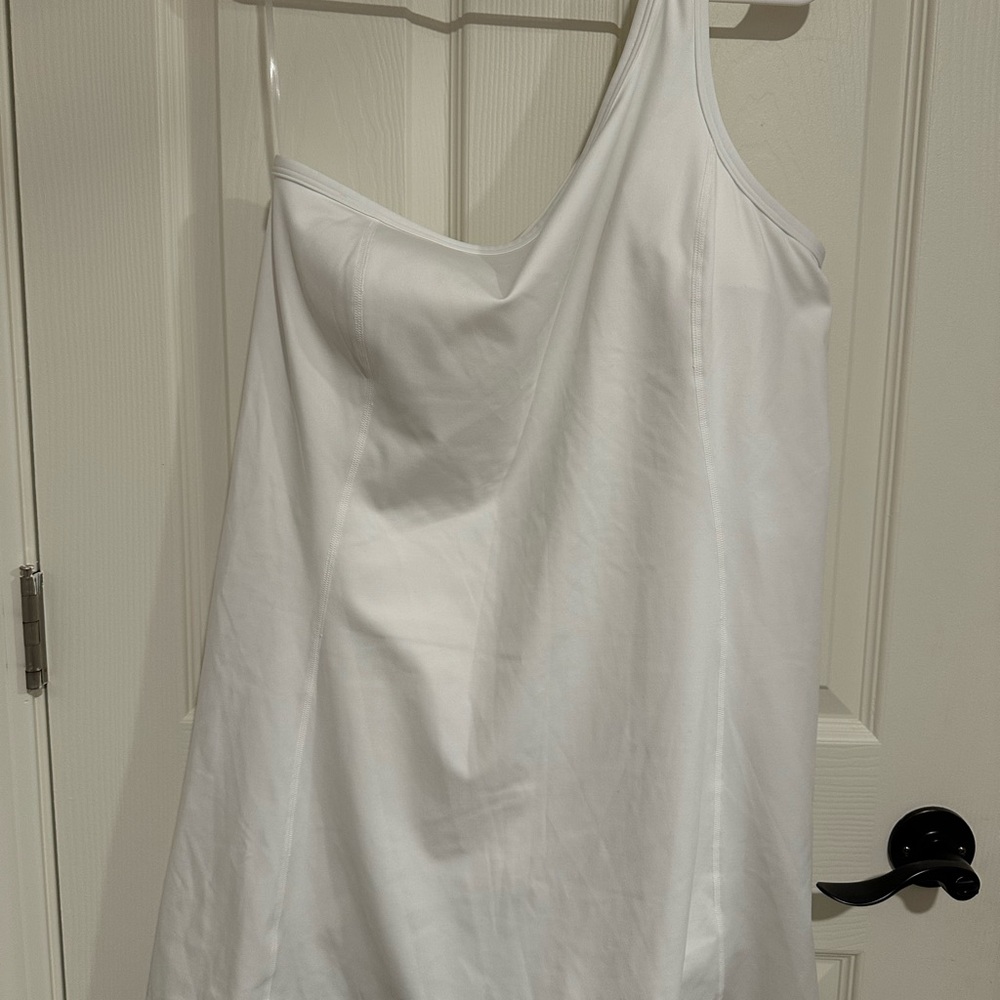 J. Crew Factory White Athletic One-Shoulder Dress w/ Built in Shorts